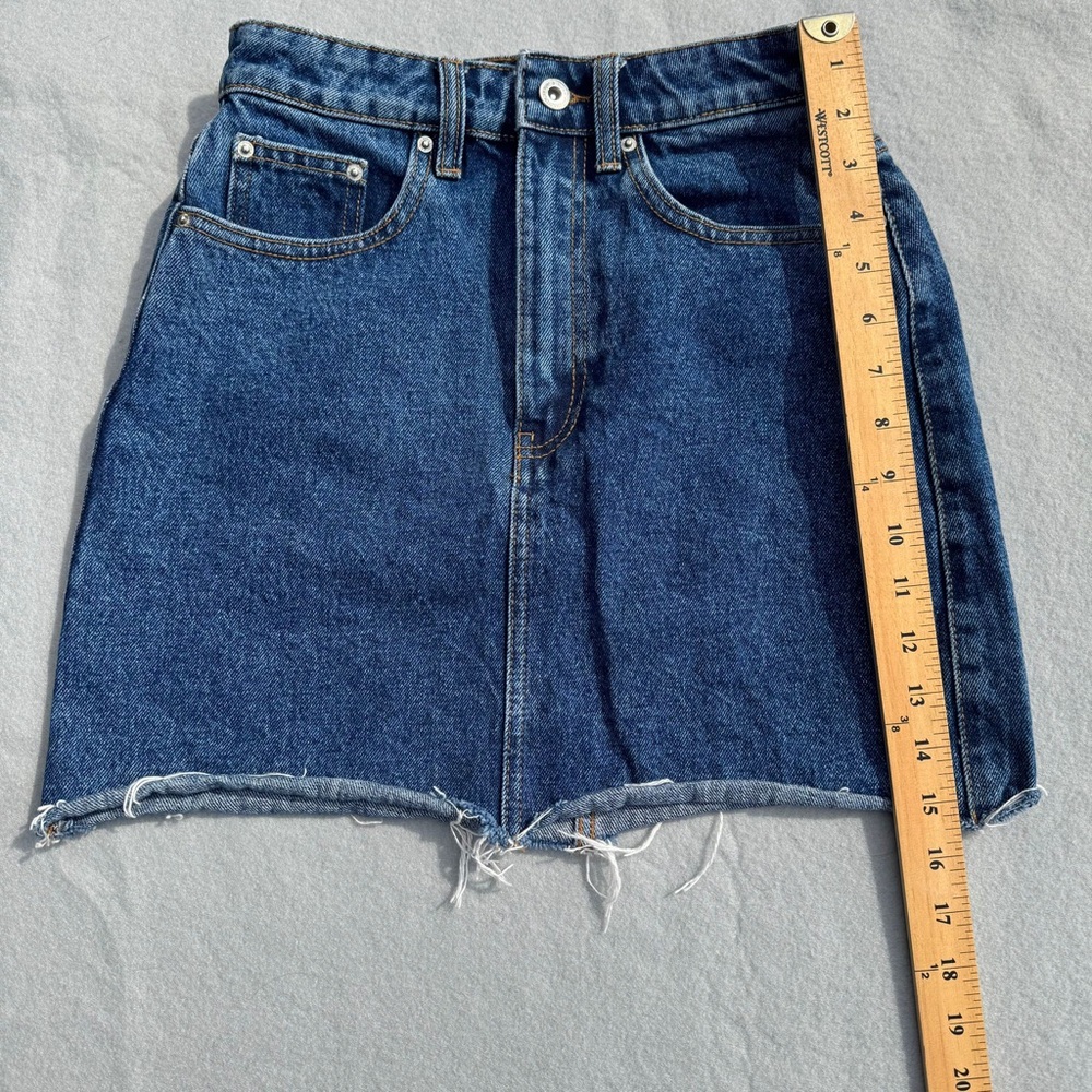 Zara Trafaluc TRF Denim Mini Skirt – Frayed Hem, Authentic, Size XS